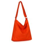 Covelin Women’s Retro Large Size Canvas Shoulder Bag Hobo Crossbody Handbag Casual Tote Persimmon