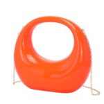 LETODE Acrylic Clutch Purses for Women Evening Handbag Top-handle Moon Hobo Bag-Orange