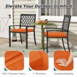 Basic Beyond Outdoor Chair Cushions for Patio Furniture, Waterproof Outdoor Cushions, Square Corner Patio Chair Cushions Set of 6 with Ties, 18.5″x16″x3″, Orange