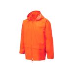 Portwest US440 Men’s Waterproof Rain Jacket – Lightweight Durable Hooded Weather Protection Safety Jacket Orange, 5X-Large