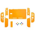 eXtremeRate DIY Replacement Shell Buttons for Nintendo Switch, Back Plate for Switch Console, Housing with Colorful Buttons for Joycon Handheld Controller – Clear Orange [No Electronics Parts]