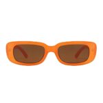 Przene Retro Rectangle Sunglasses Vintage Small Square Sun Glasses UV Protection for Women Men Orange Frame Tan Lens