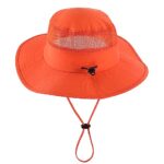 Home Prefer UPF50+ Mens Sun Hat Wide Brim Fishing Hat Breathable Mesh Bucket Hat (Orange)