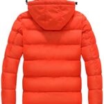 wantdo Men’s Windproof Puffer Jacket Windproof Bubble Coat Puffy Jackets (Orange, Small)