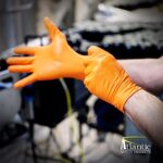 Atlantic Safety Products Outrageous Orange Heavy-Duty Disposable Nitrile Gloves, 8-mil, Latex and Powder Free, Orange, Large, 1000-Ct