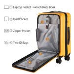 TydeCkare 20 Inch Carry On Luggage with Front Zipper Pocket, 45L, Lightweight ABS+PC Hardshell Suitcase with TSA Lock & Spinner Silent Wheels, Convenient for Business Trips, Orange