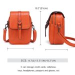 myfriday Vintage Crossbody Phone Bag for Women, Small Leather Shoulder Purse and Handbag with Tassel&Rivet Decoration