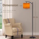 Arc Floor Lamp Orange autumn old watercolor texture painted marbled vintage grunge Modern Tall Standing Lamp Dimmable with Remote Adjustable Drum Shade Footswitch for Living Room Bedroom Office