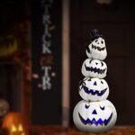 Hodao Halloween Pumpkin Decorations Indoor Halloween Decorations Clearance for Table/Halloween/Window/Present Box/Gift/Courtyard Corridor (White Stacked Pumpkins)…