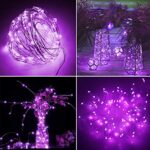 Twinkle Star 2 Set Halloween Fairy Lights Battery Operated, 33ft 100 Led String Lights Remote Control Timer Twinkle String Lights 8 Modes Firefly Lights for Garden Party Indoor Decor, Purple