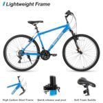 HH HILAND 26 27.5 Inch Mountain Bike, Mens Womens MTB with 21 Speeds, High-Tensile Steel Frame, V Brake, Hardtail Bicycle for Adults Blue