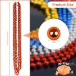 SHAOQINLIN 24 Pcs 33 Inch 7 mm Metallic Orange Bead Necklaces, Mardi Gras Party Beads Necklace Bulk Round Beaded Necklaces for Mardi Gras, Christmas, Halloween, Carnival Party Favors