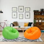 Realspring Inflatable Sofa Bean Bag Inflatable Lounge Chair Inflatable Lazy Sofa Folding Portable Inflatable Chair for Living Room Bedroom Balcony Reading Room (Orange, Green,2 Pcs)