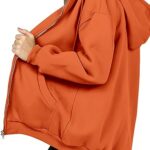 PRETTYGARDEN Women’s 2024 Zip Up Y2K Hoodies Casual Long Sleeve Sweatshirts Fall Track Jackets With Pockets (Orange,Medium)