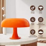 Huga Collective Mandarin Dream Dimmable Table Lamp | Dimmable Orange Mushroom Lamp with Vintage and Retro Vibe | Mid Century Modern Retro Mushroom Table Lamp for Ambient Lighting | Vintage Table Lamp