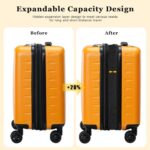 CENSIEN 16 Inch Carry On Luggage Airline Approved, Expandable Lightweight ABS+PC Hard Shell Suitcases with 360° Spinner Wheels, TSA Lock, YKK Zippers (Orange, 1 PC)