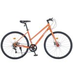 ZUKKA 700C Road Bike for Adult Shimano 7 Speed Road Bike Hybrid Road Bicycle Carbon Steel Frame/Dual-Disc Brakes/Multiple Colors (Orange)