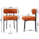 DYHOME Mid-Century Modern Dining Chairs Set of 2, Kitchen Dining Room Chairs, Comfortable Upholstered Chairs for Dining Room Kitchen Living Room with Matte Black Metal Frame, Orange