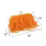 Women Ostrich Feather Purse Ostrich Tote Bag Fluffy Feather Purse Fringe Clutch Evening Handbag for Party Prom Orange