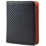 Alldaily RFID Credit Card Wallet for Men Small Bifold Front Pocket Wallet with 2 ID Windows (Black & Orange)