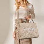 Chinllo Tote Bag for Women, Quilted Chains Stachel Purse and Handbags with Shoulder Strap (E.Orange-S)