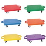 S&S Worldwide 16″ Scooters. Set of 6 Different Colored Scooters with Smooth Rolling, Non-Marring 2″ Casters. Durable HDPE Plastic Base with Built in Hand Protectors. Perfect for PE Class.