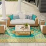 Mad Mats Outdoor Rug, Reversible Plastic Mat for Patio, Porch, Deck, Kitchen & Bath, Turkish, 6′ x 9′, Aqua