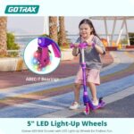 Gotrax K03 Kick Scooter for Kids, 5″ LED Lighted Wheels and Adjustable Handlebars, Lightweight Design and Anti-Slip Deck, Max Load 110 Lbs, Kids Scooter for Boys & Girls Ages 3+, Purple