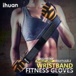 ihuan Ventilated Weight Lifting Gym Workout Gloves with Wrist Wrap Support for Men & Women, Full Palm Protection, for Weightlifting, Training, Fitness, Hanging, Pull ups (Orange, M)