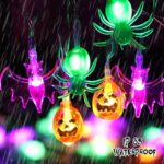 Halloween Lights, 16FT 30 LED Waterproof 3D Pumpkin Bat Spider Battery Operated String Lights with Timer, 8 Lighting Modes Fairy Lights for Window Indoor Outdoor Decor Halloween Party Decorations