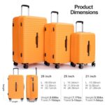 Travelhouse 3-Piece Hardshell Suitcase Set (Orange 10), Lightweight Checked Carry-On Luggage with Spinner Wheels, TSA Locks, 20” 24” 28”