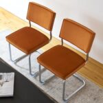 GrandNoor Velvet Dining Chairs,Mid Century Morden Dining Chairs, Minimalistic Style Kitchen & Dining Room Chairs, Upholstered Comfort Chairs with Chrome Metal Legs (Orange, 4PCS Dining Chairs)