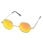 zeroUV – Retro Round Sunglasses for Men Women with Color Mirrored Lens (Silver/Orange)