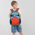 Sawkig Boys Backpack for Kids 6-8 Kindergarten Lightweight Water Resistant Nylon Bookbag (Orange Blue)