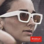 Breaksun Thick Rectangle Sunglasses for Women Men Fashion Chunky Square Sunnies 90s Retro Shades Small Face Sunglasses (Beige/Orange)