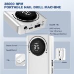 Professional Electric Nail Drill Machine for Acrylic Nails Professional Kit 35000RPM Portable Electric Nail File Drill Machine for Gel Acrylic Nails Filer Set (Nail Drill 201Silver)