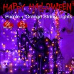 Ollny Halloween Lights Outdoor 200LED 66FT, Connectable Waterproof Orange and Purple String Light, 8 Modes Timer Plug in LED Fairy Lights for Indoor Outside Yard