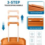 Somago Luggage 3 Piece Set Suitcase Spinner Hardshell Lightweight TSA Lock Carry on 4 Piece Luggage Sets with PP Material (Orange)