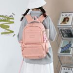 Woyiyaan Backpack for School Girls Bookbag Cute Bag College Middle High Elementary School Backpack for Teen Girls (Orange Pink)