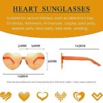 24 Pack Heart Sunglasses Rimless Heart Shaped Glasses Candy Heart Sunglasses for Women Colored Sunglasses Party Favors (Orange)