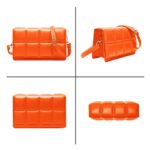 Zengmei Quilted Mini Shoulder Bag Purse for Women (Orange Grid)