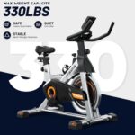 Exercise Bike, Stationary Bikes for Home Indoor Cycling Bike Low Noise Cycle Bike with Digital Display & Comfortable Seat Cushion,Sliver Orange