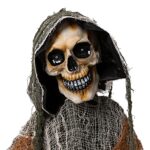 JOYIN 67″ Halloween Decorations Outdoor Life Size Animatronics Grim Reaper with Chain, Sound-Actived Halloween Party Decoration with Creepy Sound, Scary Haunted House Props for Garden Yard Lawn