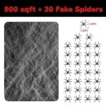 GKGG 900 sqft Halloween Spider Webs Decorations with 30 Extra Fake Spiders, Super Practical Spider Web for Halloween Decor Outdoor and Indoor