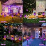 Halloween Decorations Outdoor, Halloween Lights Outdoor for Halloween Decor, Halloween Solar Lights Outdoor with Purple Flame, Torch Solar Halloween Lights for Yard Pathway Lawn Outside Decorations