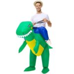 BROWNYEW Inflatable Dinosaur Costume Adults, Inflatable Halloween Costumes, Ride on Dino Costume, Blow Up T-rex Costume Fancy Dinosaur Suit for Halloween Party