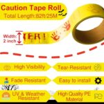 Halloween Decorations Caution Tape – 2 inch x 82 feet Do Not Enter Caution Tape Roll Yellow Scary Hazard Warning Tape Safety Outdoor DIY Spooky Decorative for Party,Door,Danger Areas,Indoor Barricade