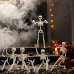 CAMIRUS 6PCS Skeleton Halloween Decorations, 16 in Full Body Poseable Small Skeleton Plastic Bones with Movable Posable Joints for Halloween Indoor Outdoor Party, Graveyard, Haunted House Accessories