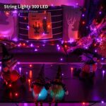 300 LED Halloween Lights, 98.5FT Halloween String Lights with 8 Lighting Modes, Waterproof & Connectable Mini Lights, Plug in for Indoor Outdoor Holiday Party Bedroom Decorations (Purple & Orange)