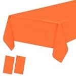 2 Pack Plastic Tablecloths Disposable Plastic Table Covers Table Cloths Christmas BBQ Picnic Birthday Wedding Parties Xmas TableCloth Oil-proof Table Cloth Thin Orange Table Cover 54 x 108 In